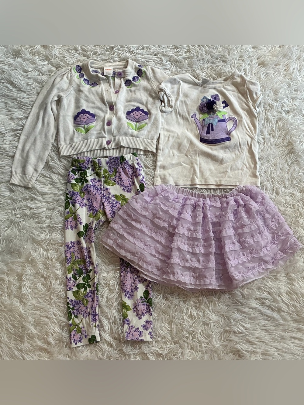 Gymboree Lovely Lavender Embroidered Matching Outfit 4 Piece Set Purple Girls 4T